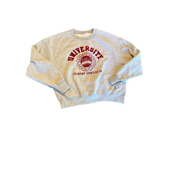 Champion Gray University Crewneck Sweatshirt M Medium Cotton/Polyester Blend - Picture 1 of 5
